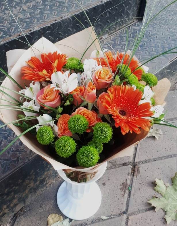 Букет цветов из: Герберы, Хризантемы, Альстромерии и Розы в Ольявидово