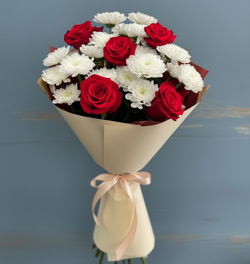 Букет цветов из: Розы и Хризантемы в Ольявидово