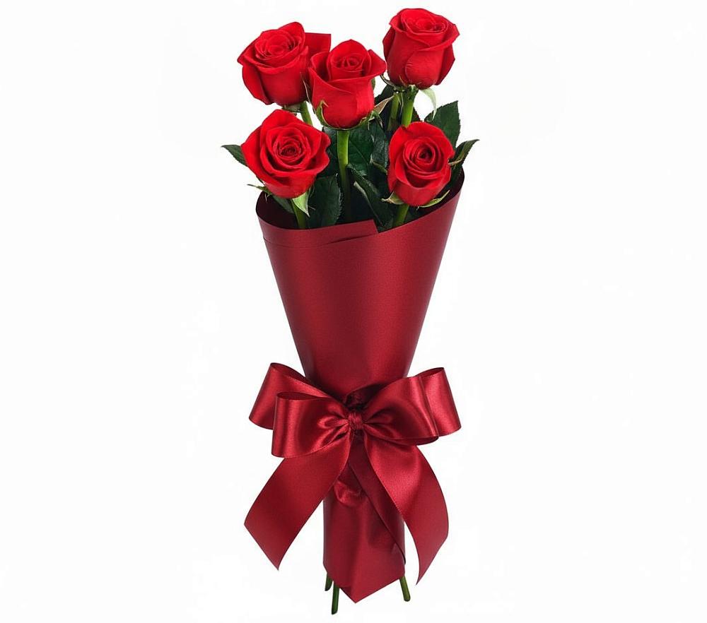 Букет 5 Красных роз Эдлесс Лав в Ольявидово