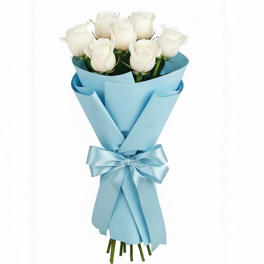 Букет 7 белых роз Проуд в Ольявидово