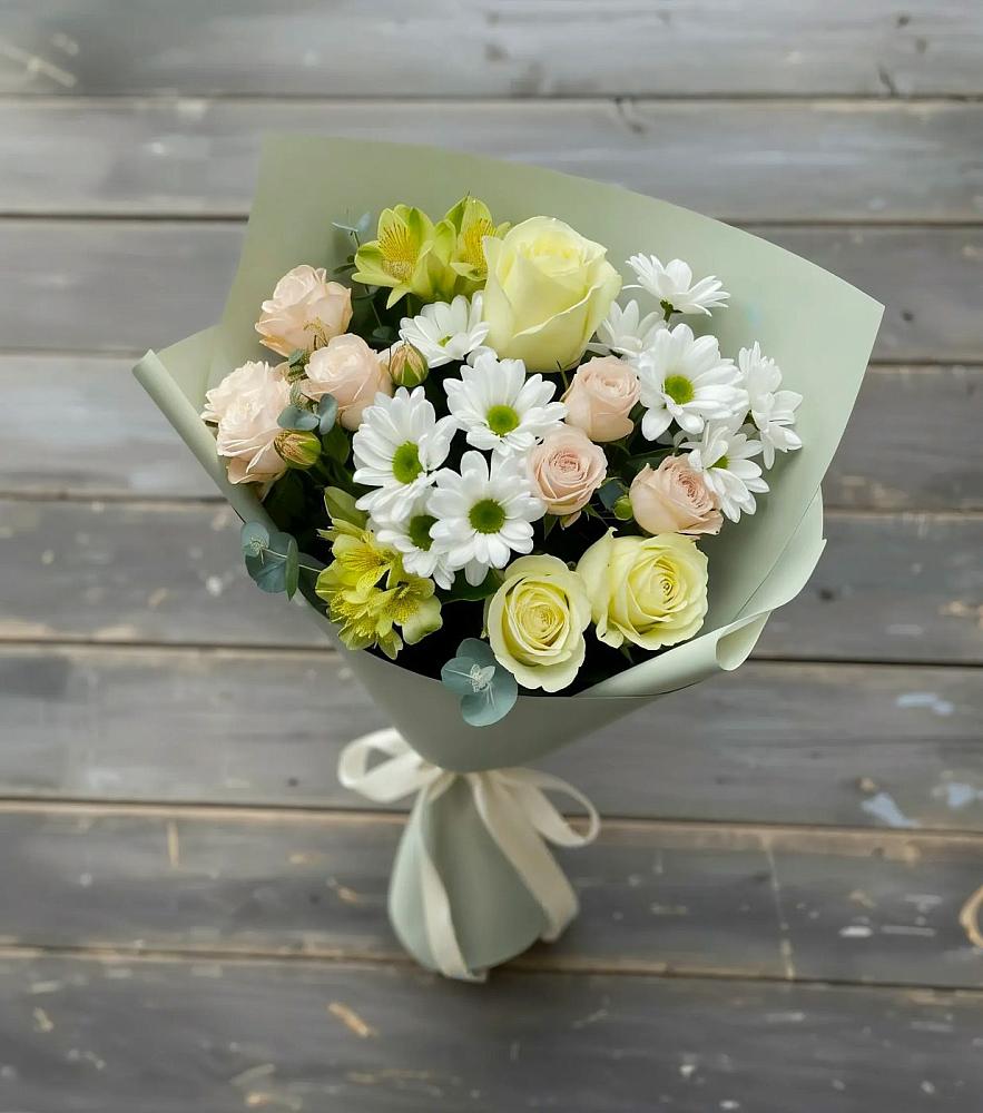 Букет цветов из: Альстромерии, Розы и Хризантемы в Ольявидово