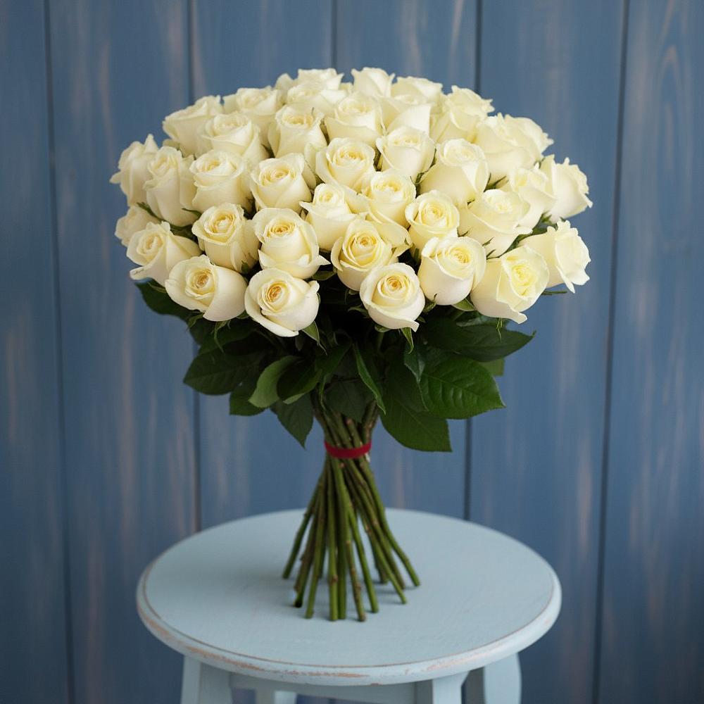 Букет 51 Белая роза Эдлесс Лав в Ольявидово