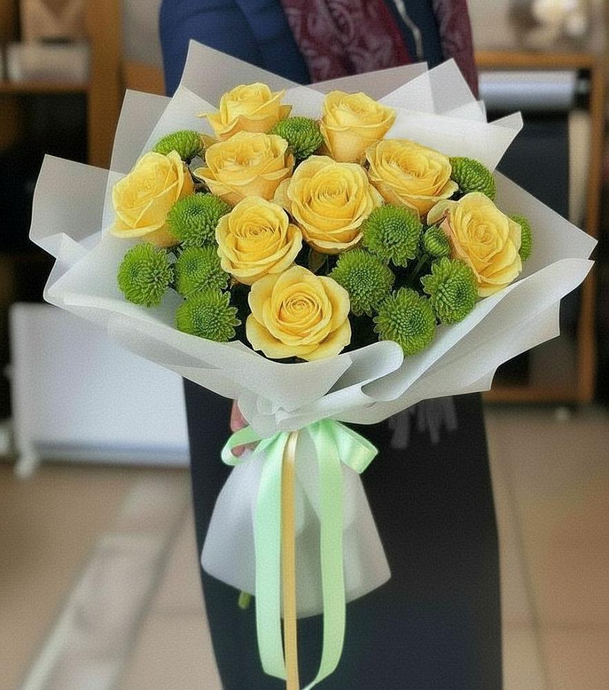 Букет цветов из: Хризантемы и Розы в Ольявидово