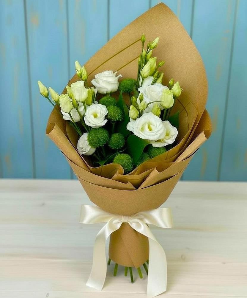 Букет цветов из: Хризантемы и Лизиантусы в Ольявидово