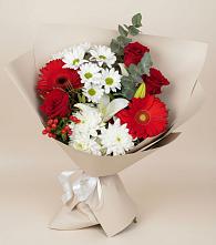 Букет цветов из:  Розы, Хризантемы, Герберы и Лилии в Ольявидово