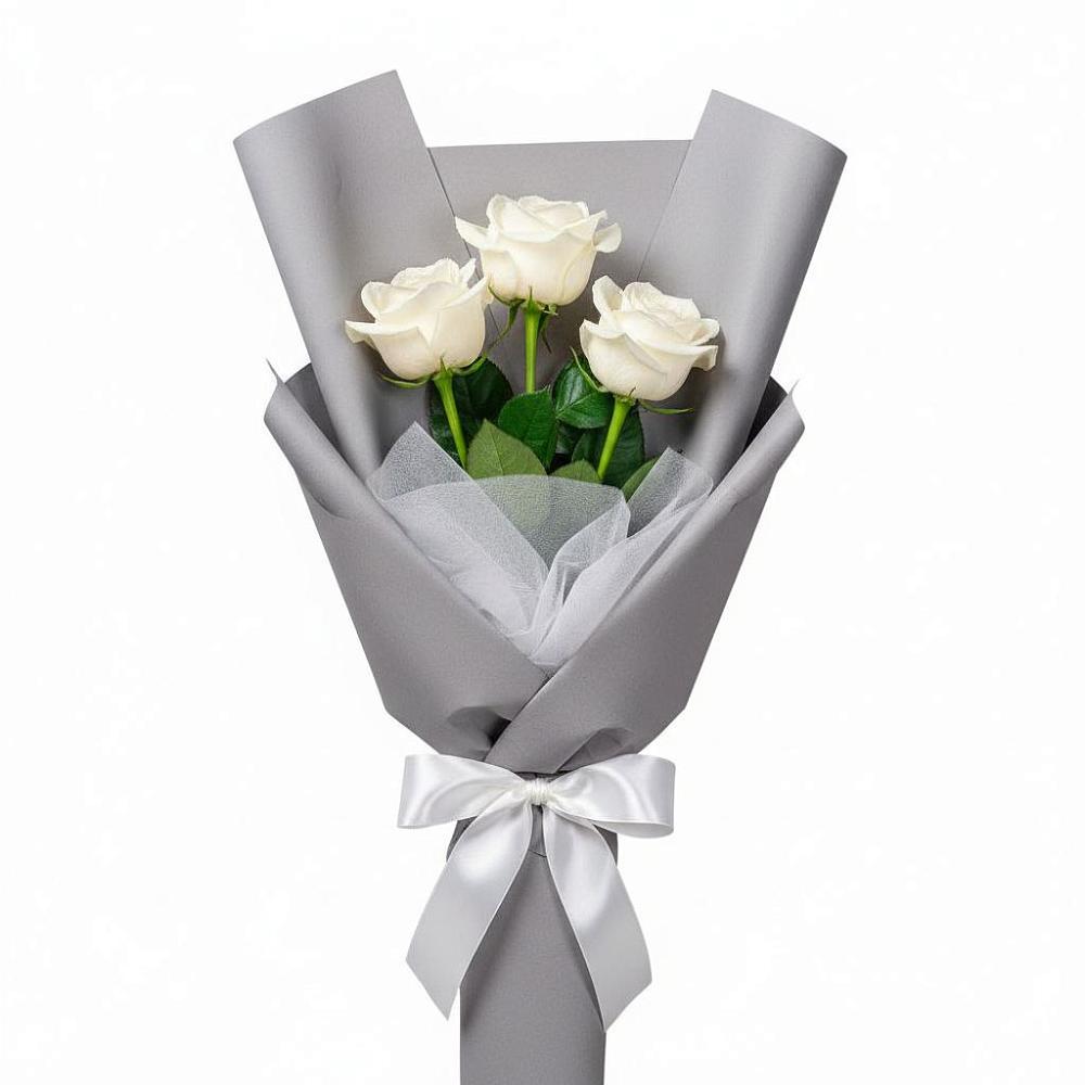 Букет 3 белые розы в Ольявидово