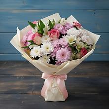 Букет цветов из:  Хризантемы, Альстромерии и Розы #REPLACE_PRED# Ольявидово