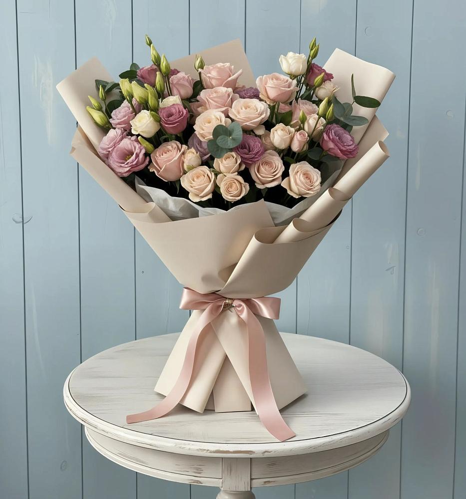 Букет цветов из: Розы и Лизиантусы в Ольявидово