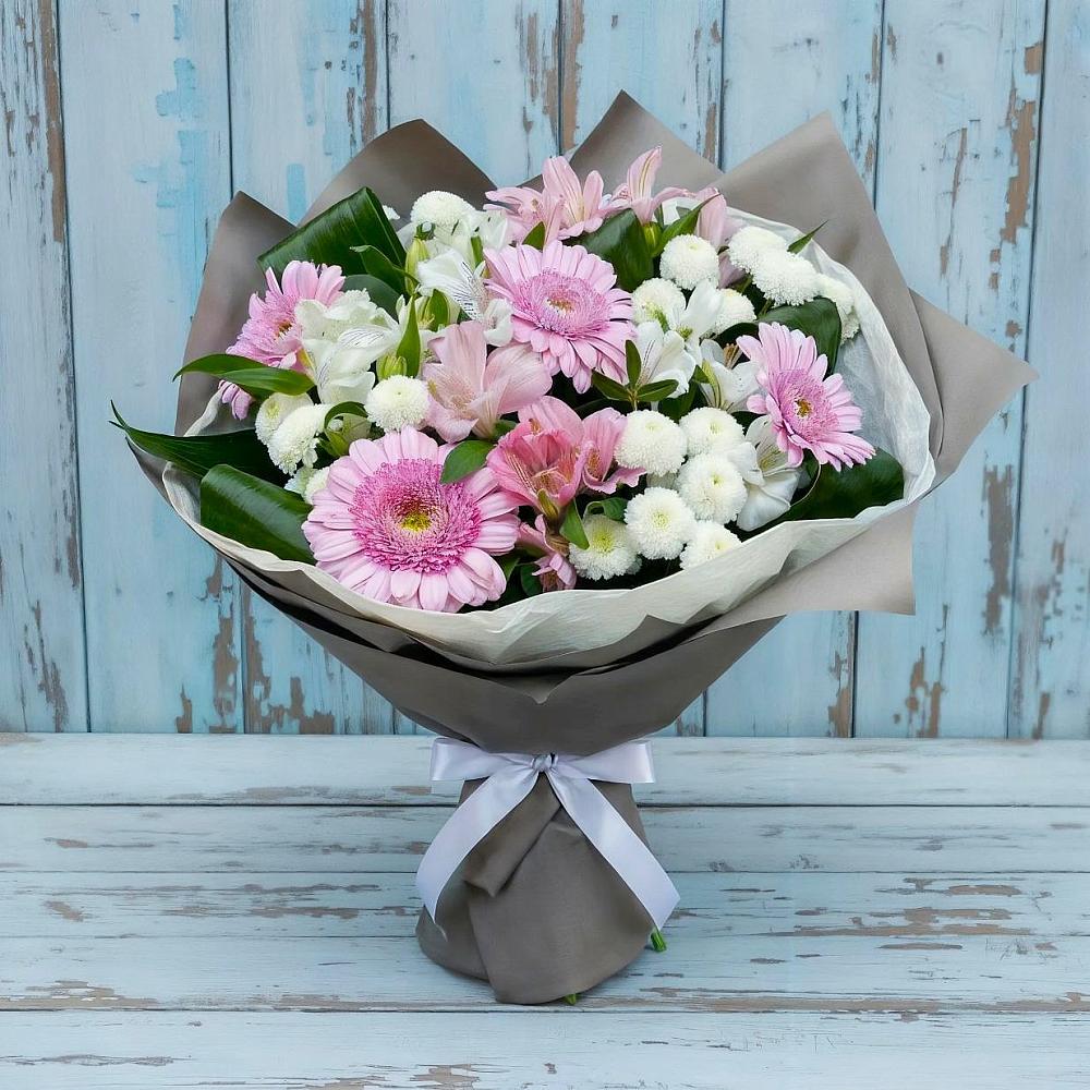 Букет цветов из: Герберы, Альстромерии и Хризантемы в Ольявидово