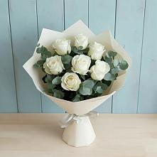 Букет Белые розы в Эвкалипте в Ольявидово