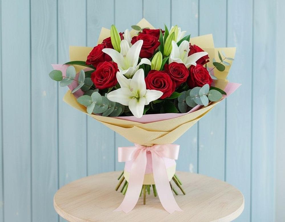 Букет цветов из: Лилии и Розы в Ольявидово